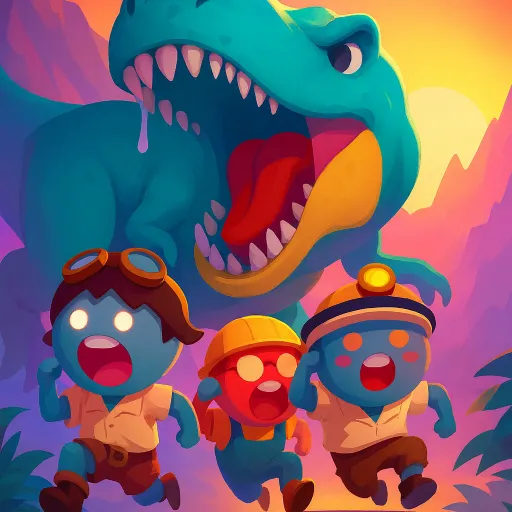 Gang Blast: مطلق النار ثلاثي الأبعاد - اهرب من الديناصورات!