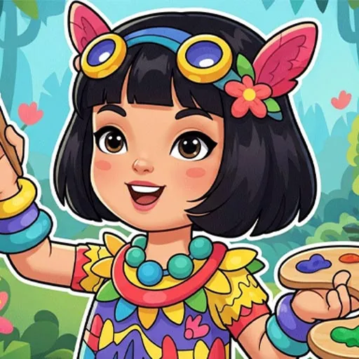 فتاة الغابة: صفحات تلوين ممتعة للأطفال | العب الآن مجانًا